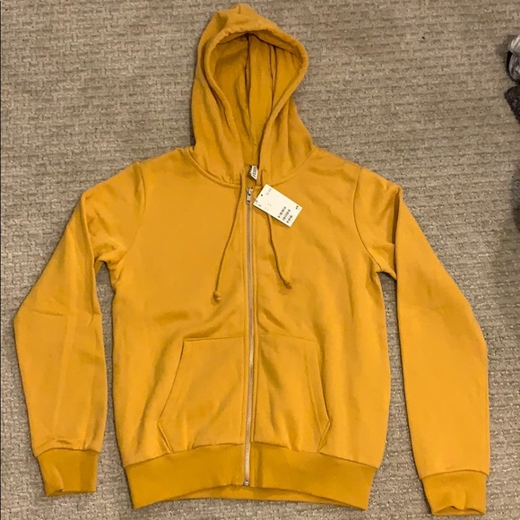 mustard yellow zip hoodie